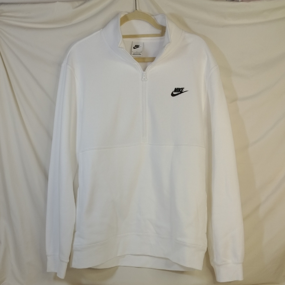 Nike Men's White Zip-Up Sweater